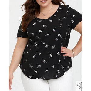 Torrid Abbey Challis Tie Back Blouse Allover Print Pinwheel Women's 2X A004781